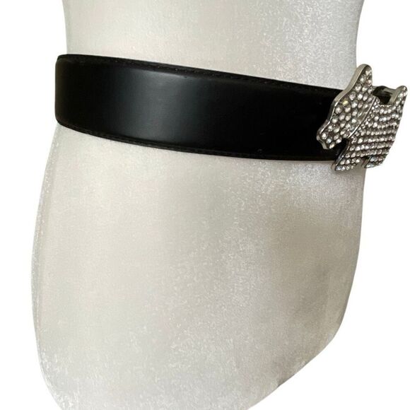 Rhinestone Dog Westie Scottie Black Leather Belt main image 7